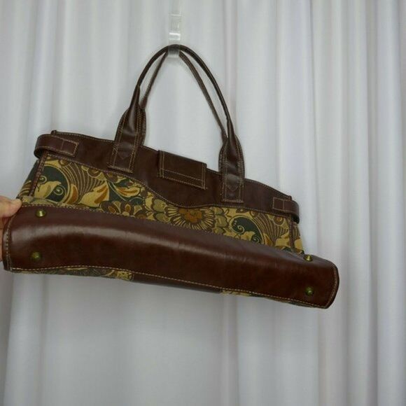 Braciano Large handbag shoulder tote brown floral paisley tapestry pattern - Picture 7 of 9